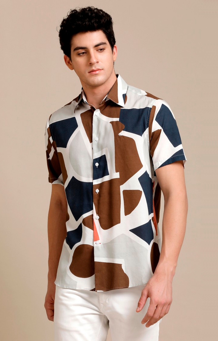 Aldeno | Men's Multicolor Cotton Colourblock Casual Shirt