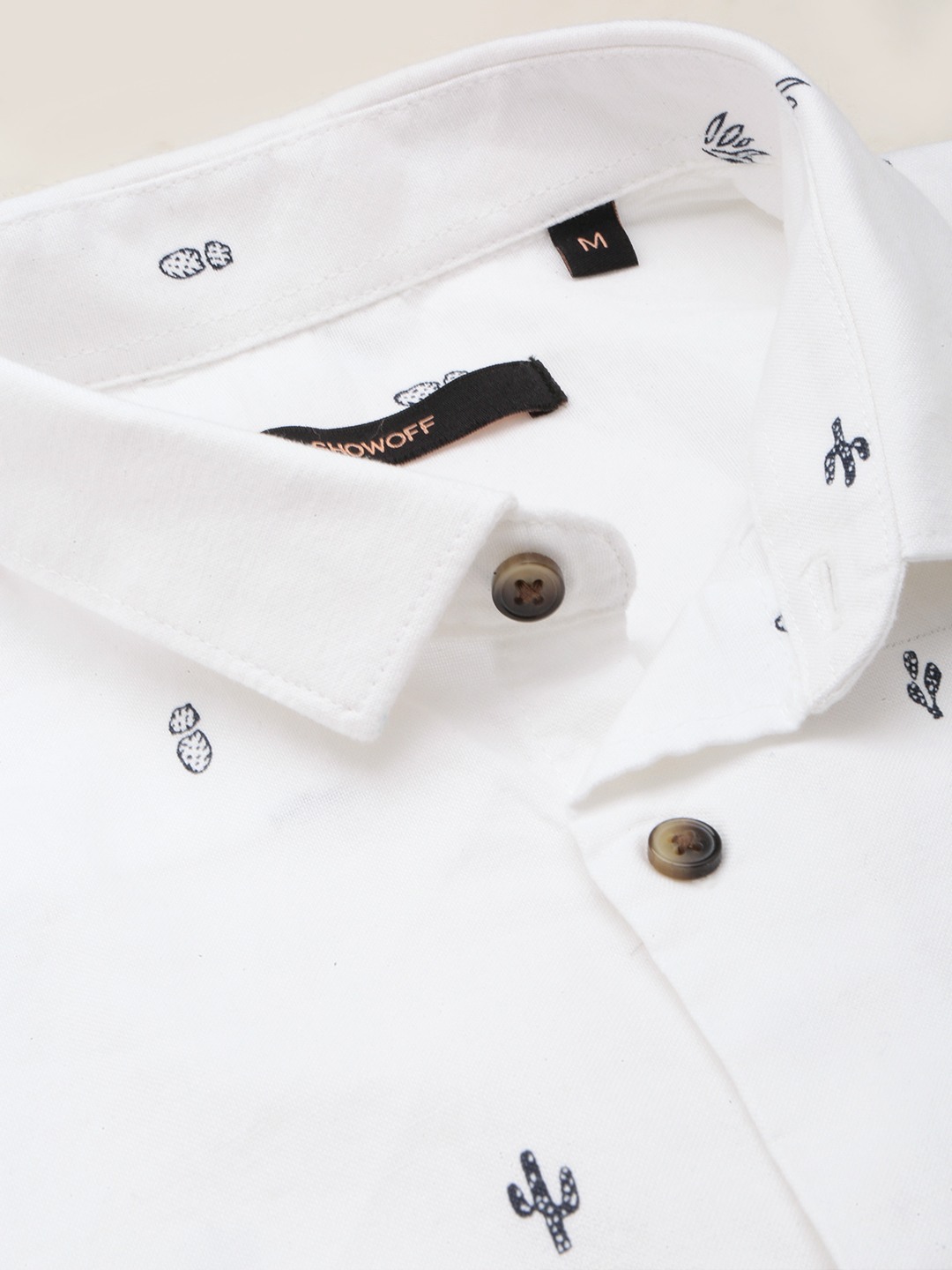 SHOWOFF Men's Spread Collar Solid White Classic Shirt