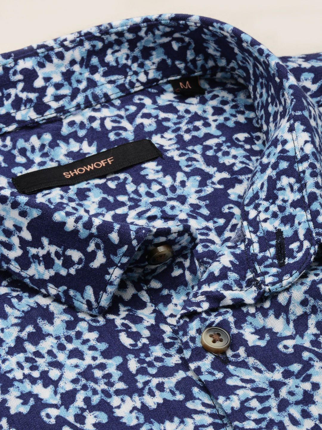 SHOWOFF Men's Spread Collar Solid Navy Blue Classic Shirt