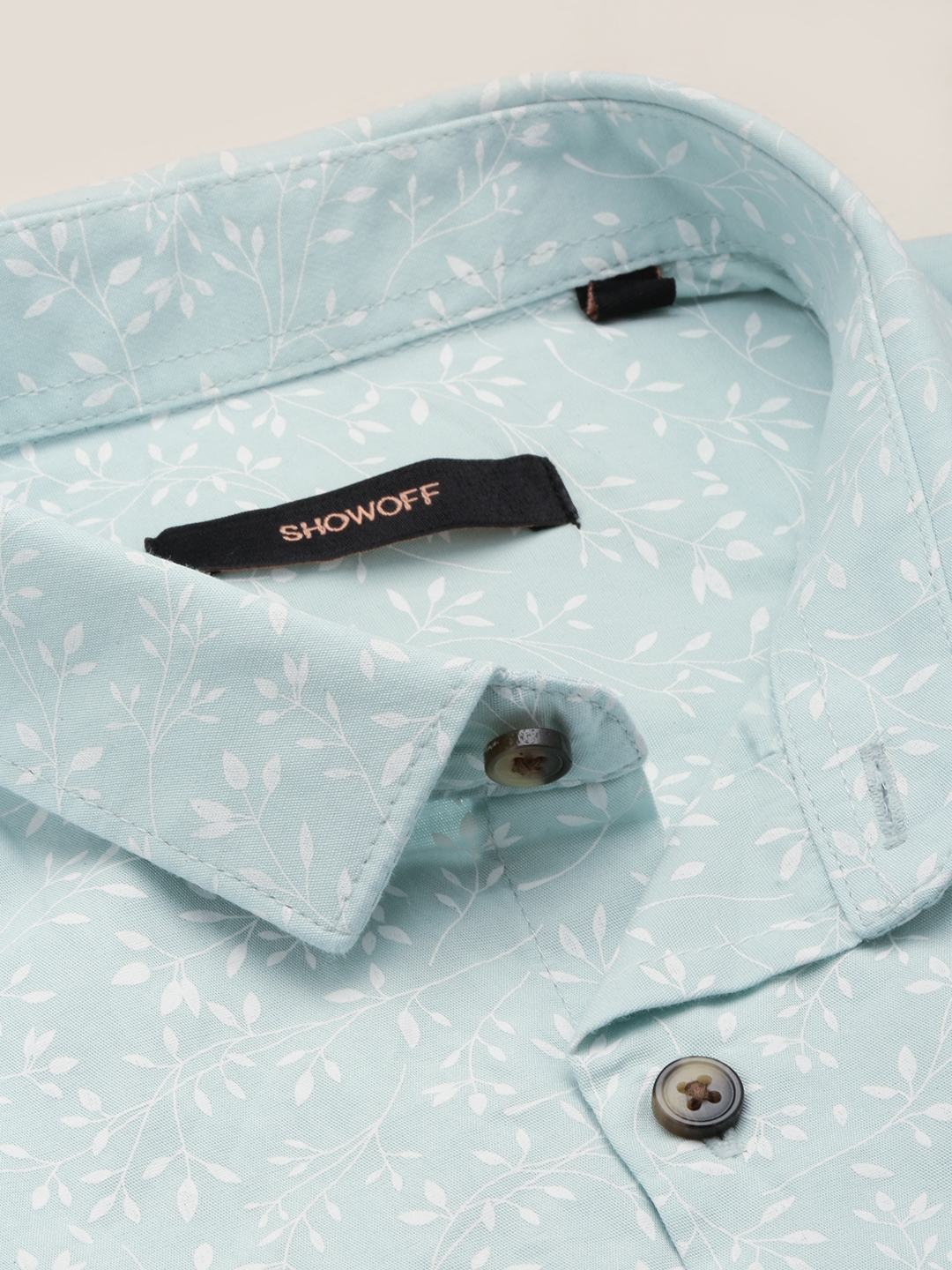 Showoff | SHOWOFF Men's Spread Collar Solid Sea Green Classic Shirt 5