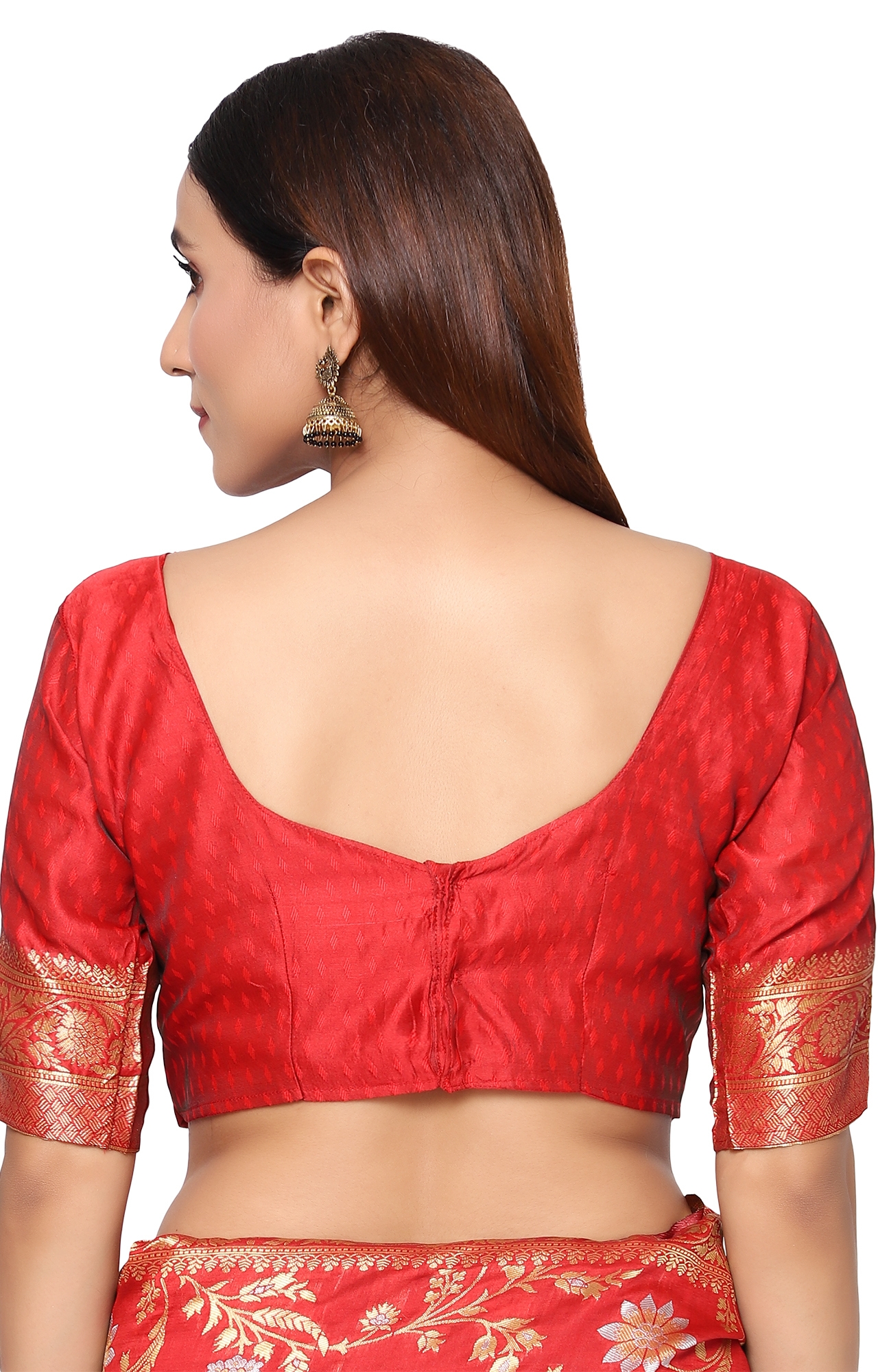 Glemora | Glemora Red Beautiful Ethnic Wear Silk Blend Banarasi Traditional Saree 4