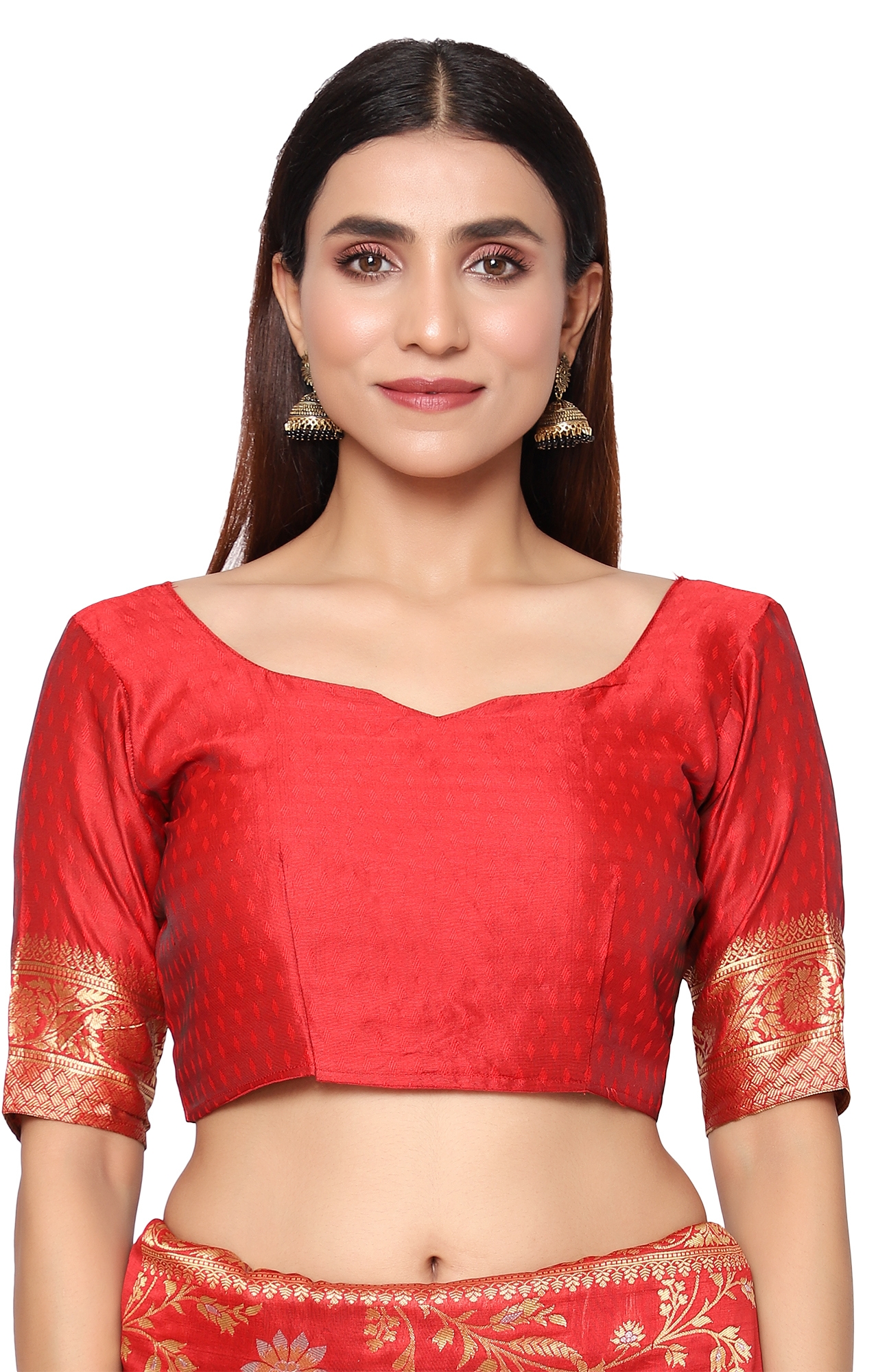 Glemora | Glemora Red Beautiful Ethnic Wear Silk Blend Banarasi Traditional Saree 3