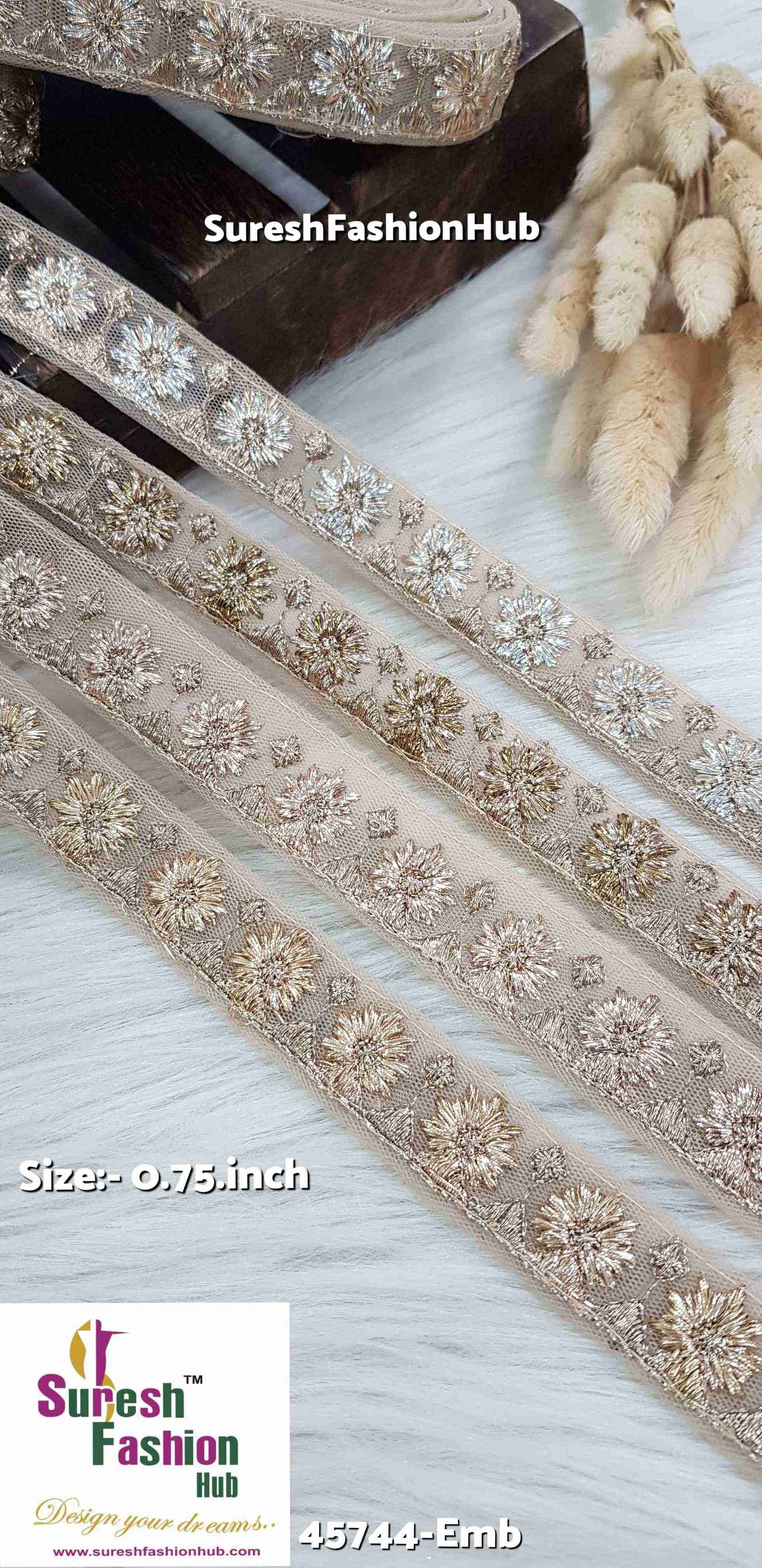 Deluxe Matte + Pearl Mix Badla Embroidered Lace Roll