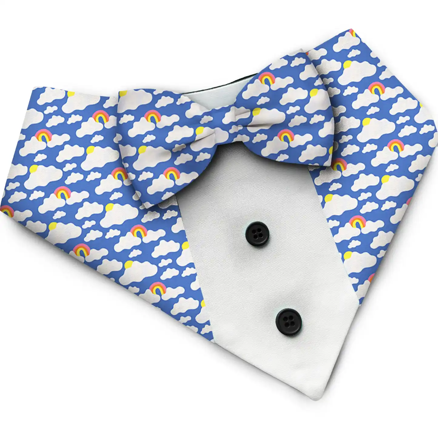 PawsIndia Sky Rainbows Pattern Tuxedo Bandana with Matching Bow for Pets