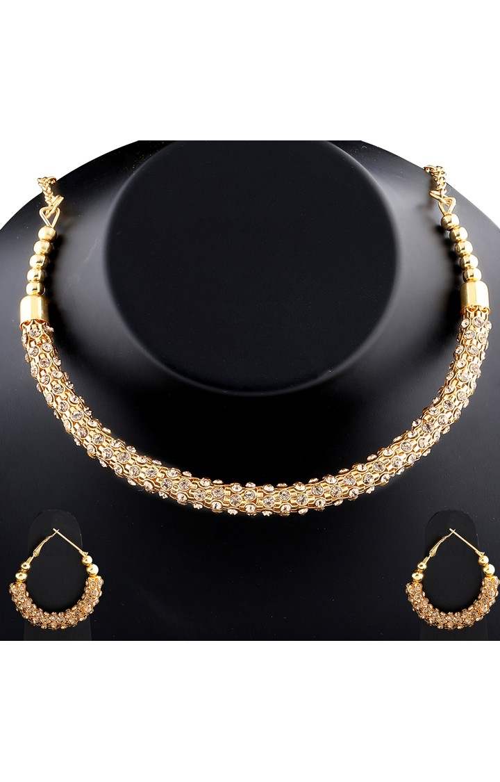 Paola Exclusive Gold Plated Diamond Studded Designer Hasli Necklace set For women Jewellery