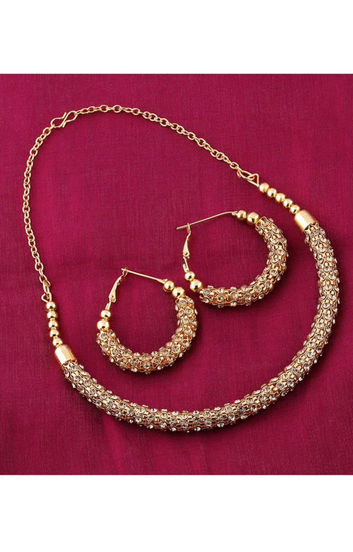 Paola Exclusive Gold Plated Diamond Studded Designer Hasli Necklace set For women Jewellery