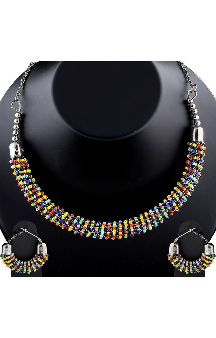 Paola Multi Colour Bead Studded Designer Hasli Set For Women Jewellery 