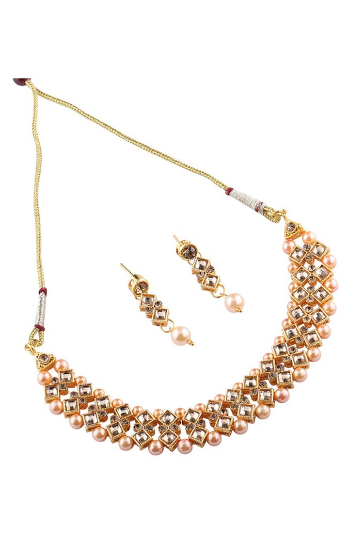 Rose Gold Plated Red Stone Necklace Set – Posh Jewelery