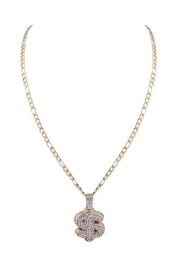 Paola Jewels | Paola Silver Plated Attractive Figaro Chain With Doller Design pendant With Diamond Studded For Men and boy Jewellery 2