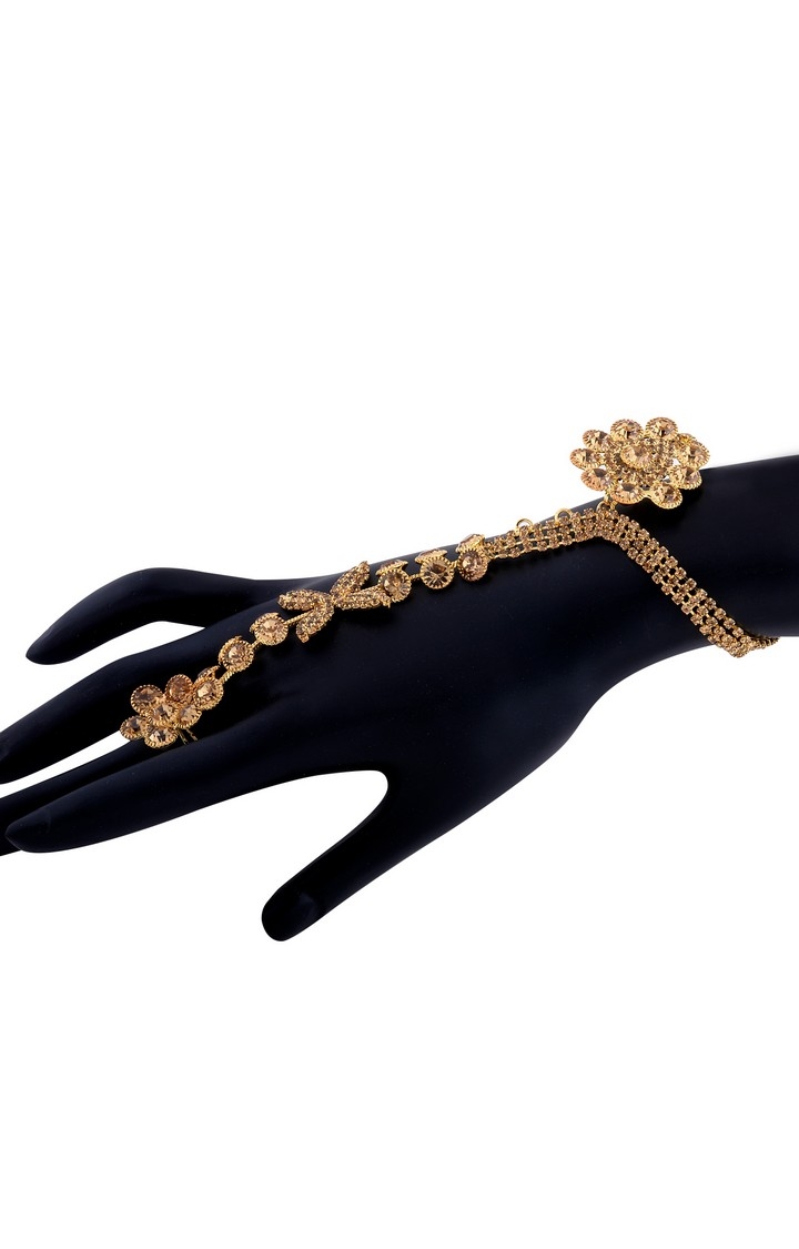F7631 Two Tone Hathful Design CZ Finger Ring Bracelet Linked Fashion  Jewellery Shop Online  JewelSmartin