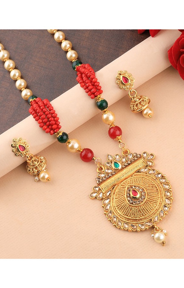 Paola Jewels | Paola Traditional Gold Plated Pearl Mala Pendant Set For Women Girl 0