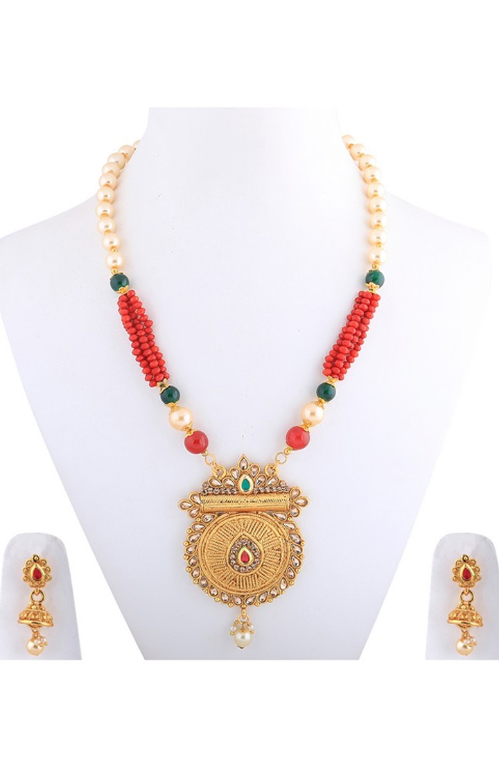 Paola Jewels | Paola Traditional Gold Plated Pearl Mala Pendant Set For Women Girl 1