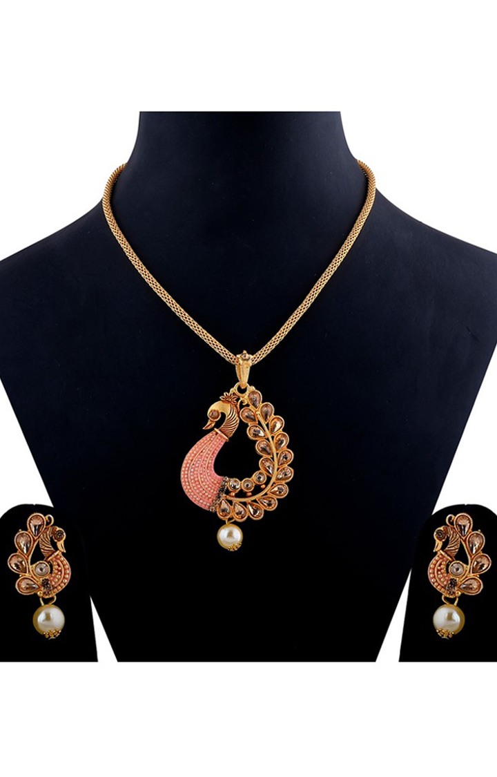 Paola Attractive Stylish gold Plated Peacock Designer Pendant For Women Girl