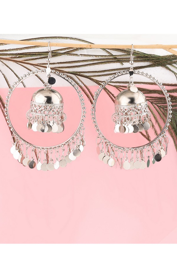 Paola Jewels | Paola Stylish Party Wear Silver jumki Dangle Earrings For Women Girl 1