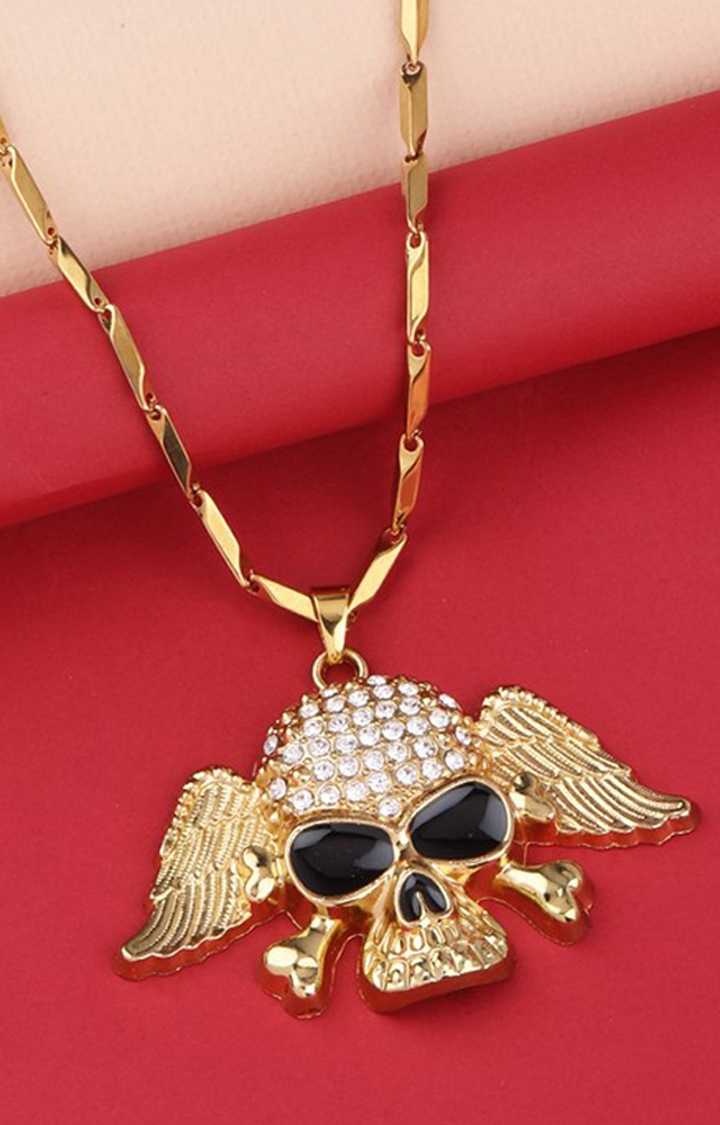 Paola Jewels | Paola Gold Plated Skull With Wings Pendant Chain For Man And Boy  2
