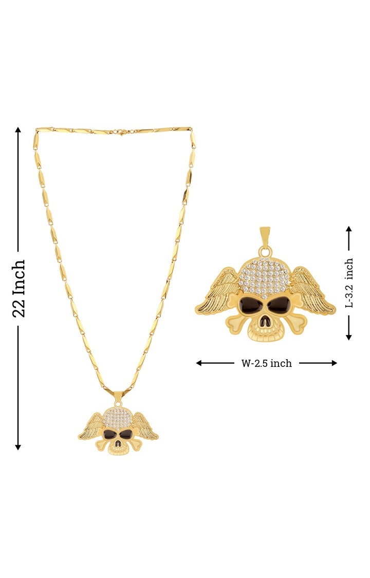Paola Jewels | Paola Gold Plated Skull With Wings Pendant Chain For Man And Boy  3
