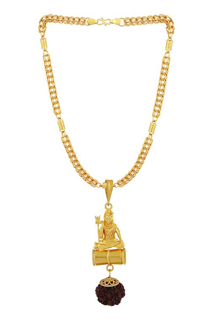 Paola Jewels | Paola Gold Plated Classic designer Necklace Shiv Ji Trishul Pendant Chain Jewellers For Man And Boy  1