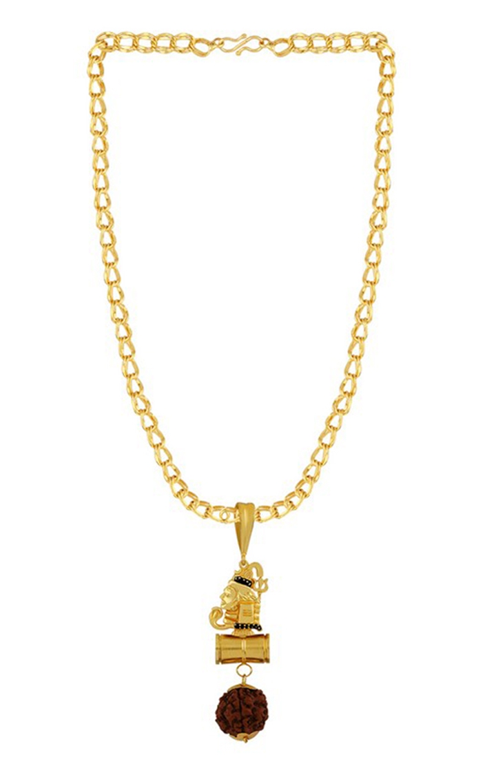 Paola Jewels | Paola Trendy Stylish Gold Plated Chain Necklace Shiva Bholenath Mahadev Pendant Chain Jewellery For Men And Boy  1