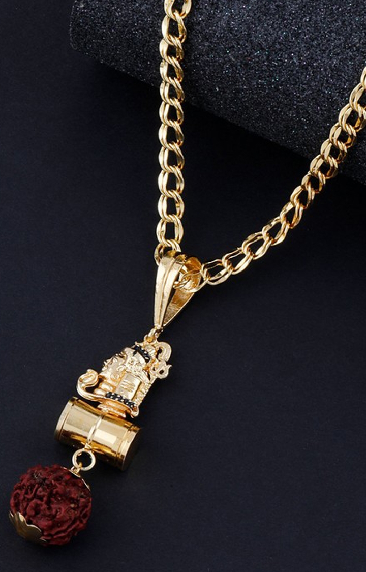 Paola Jewels | Paola Trendy Stylish Gold Plated Chain Necklace Shiva Bholenath Mahadev Pendant Chain Jewellery For Men And Boy  0