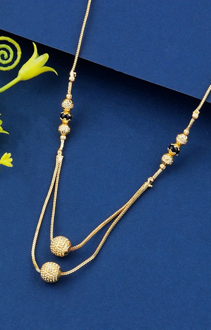 Paola Gold Plated Two Layer Chain Designer Mangalsutra For Women Jewellery
