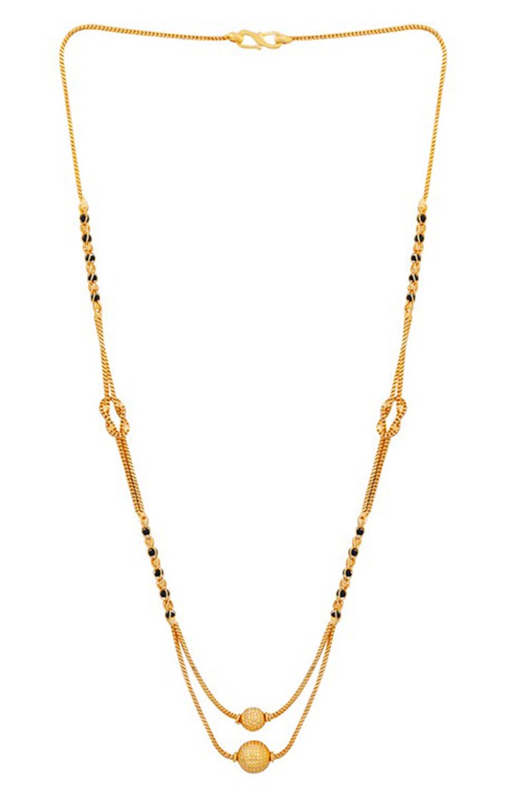Paola Gold Plated Two Layer Chain Designer Mangalsutra For Women