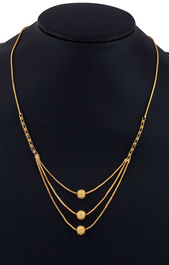 Paola Gold Plated Three Layer Chain Mangalsutra For Women Jewellery