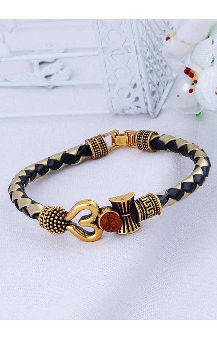 Western Black Stone Kada gold plated bracelet – Silvermerc Designs