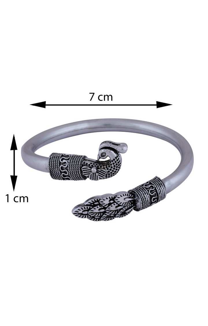 Paola Silver Adjustable "Peacock" Designer Kada For Mens Boys 