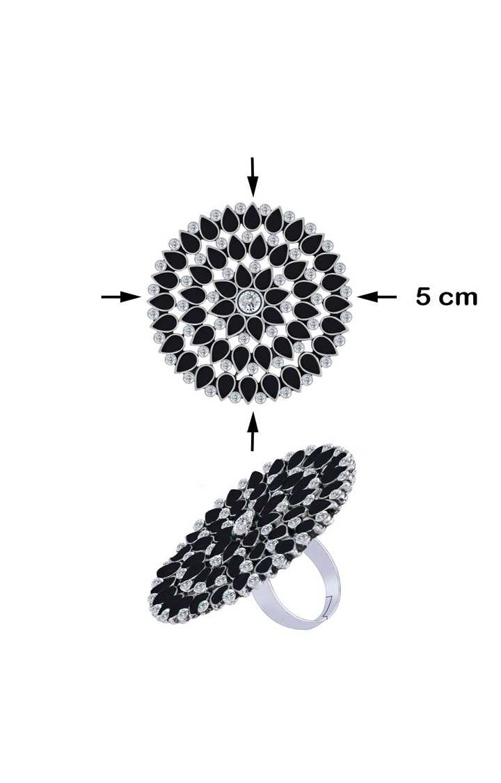 Paola Traditional Look Adjustable Silver Tone Finger Ring For Women And Girl 