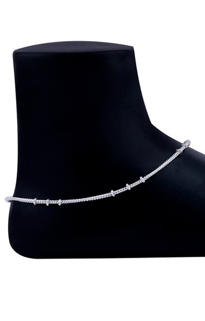 Paola Silver Plated Chain Designe Plain Payal Anklet For Women Gilrs 
