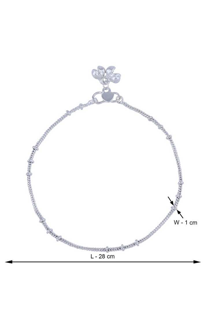 Paola Silver Plated Chain Designe Plain Payal Anklet For Women Gilrs 