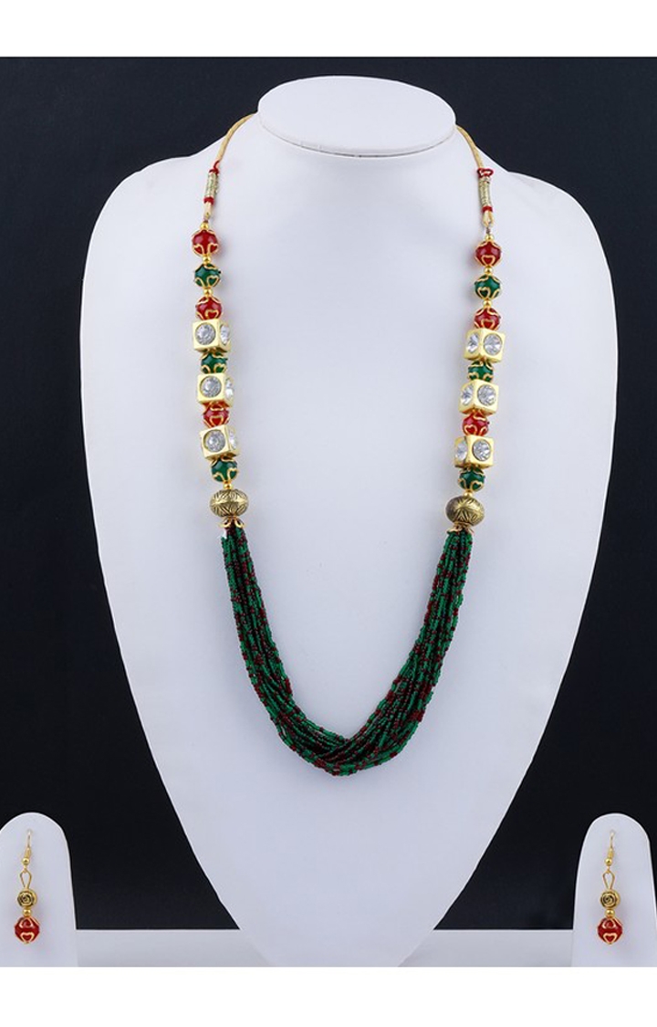 Paola Jewels | Paola Elegant Multi Layer Green Mala Necklace For Girls And Women  2