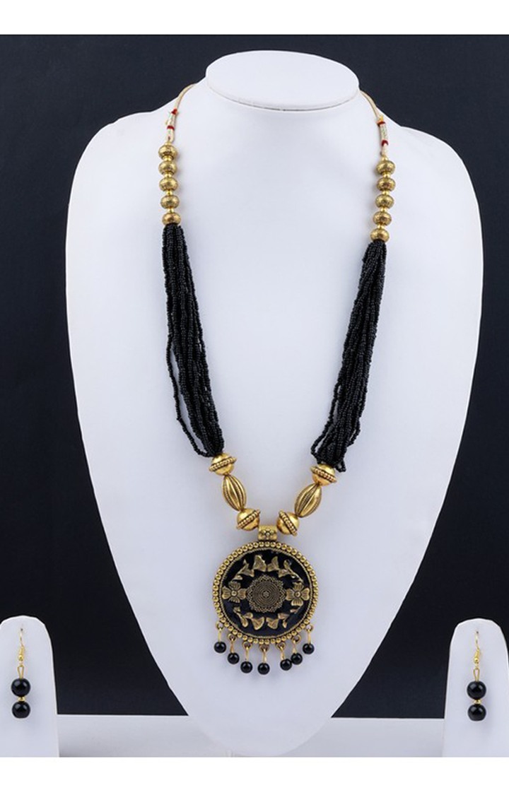 Paola Black Pearl Multi Layer Necklace Elegant Look jewellery For Women And Girls 