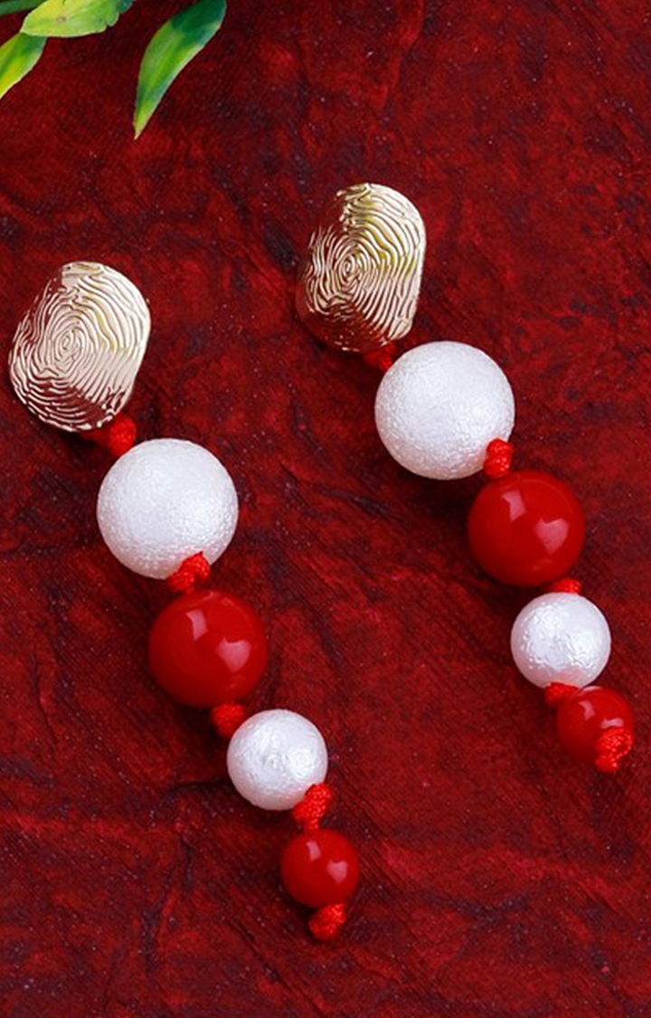 Paola Jewels | Paola Unique White and Red Colour Designer Party Wear Earring For Girls and Women Jewellery 1