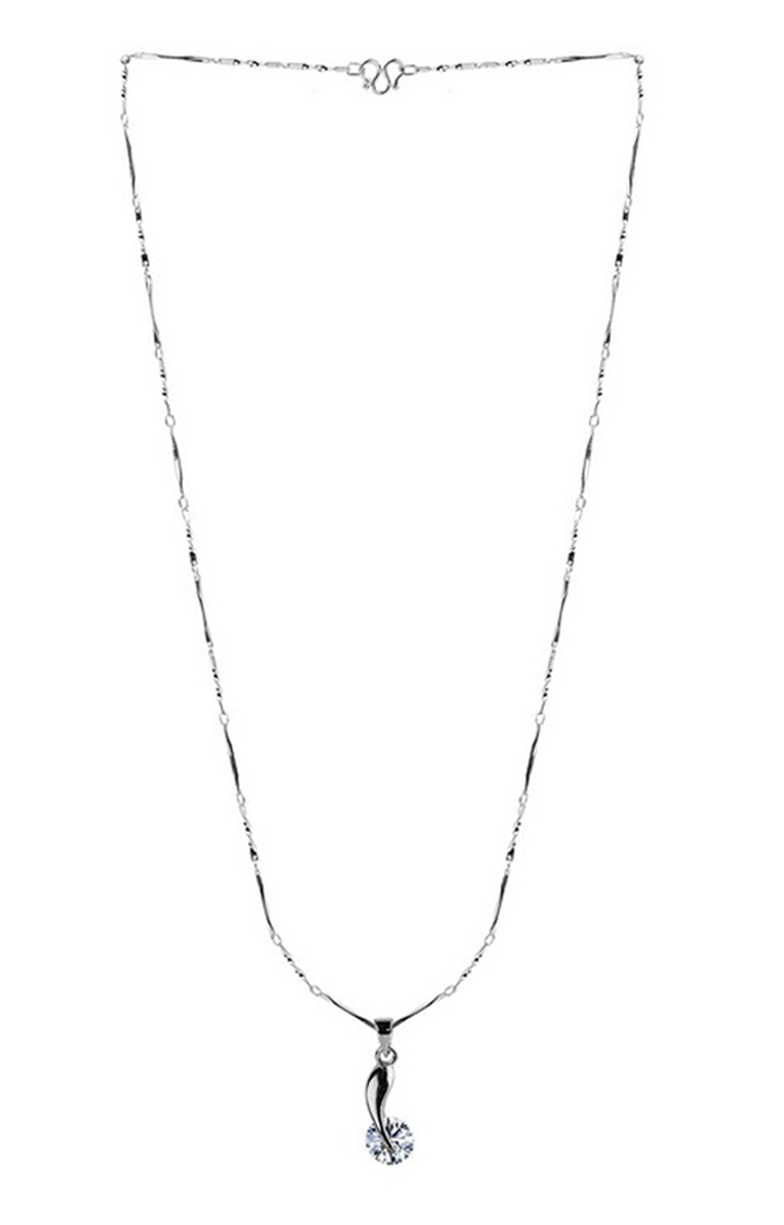 Paola Jewels |  Silver Plated Chain With Unique Solitaire Diamond Pendant For Women 1