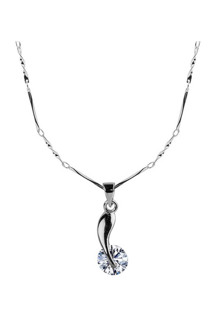Paola Jewels |  Silver Plated Chain With Unique Solitaire Diamond Pendant For Women 2