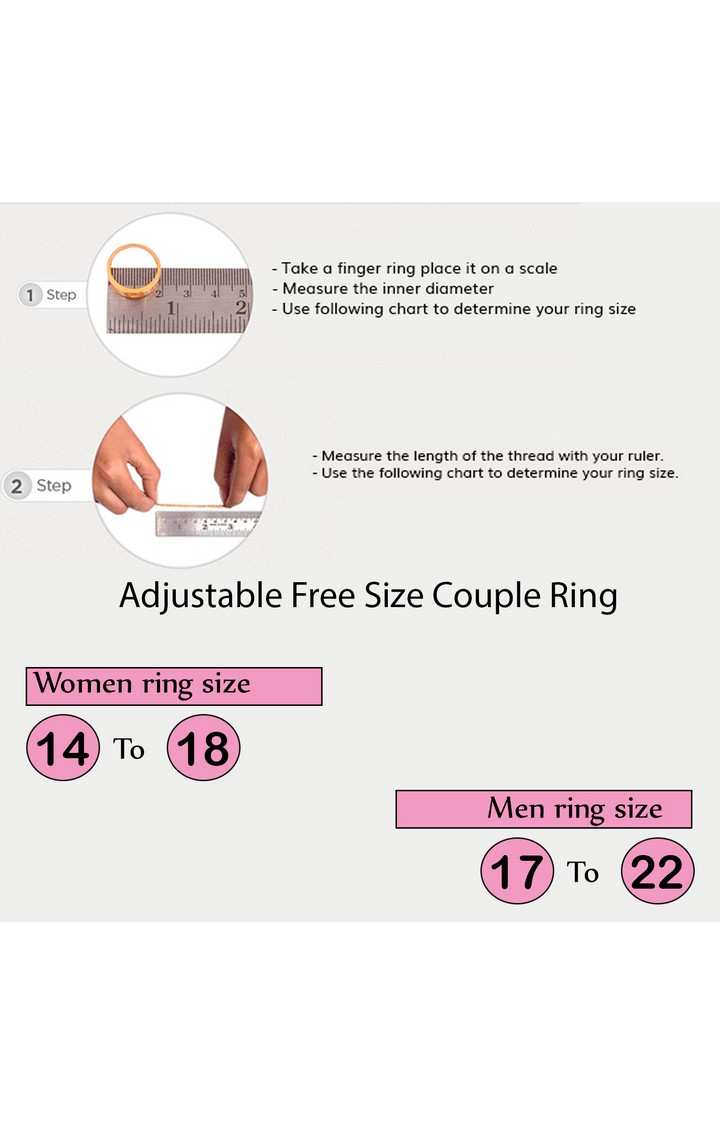 Paola Party Wear Adjustable Couple Rings Set for lovers Silver Plated Solitaire for Men and Women 2 Pair 