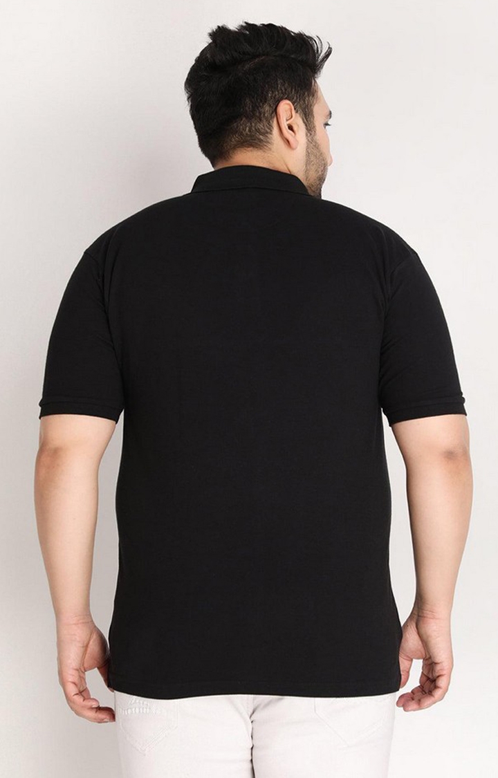 Men's Black Solid Polycotton Polo T-Shirt