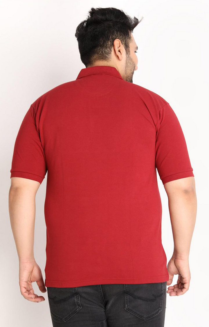 Men's Red Solid Polycotton Polo T-Shirt