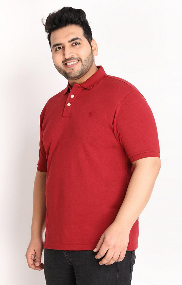 Men's Red Solid Polycotton Polo T-Shirt