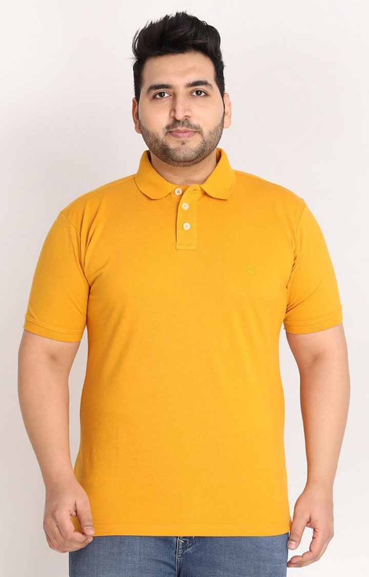 CHKOKKO | Men's Yellow Solid Polycotton Polo T-Shirt