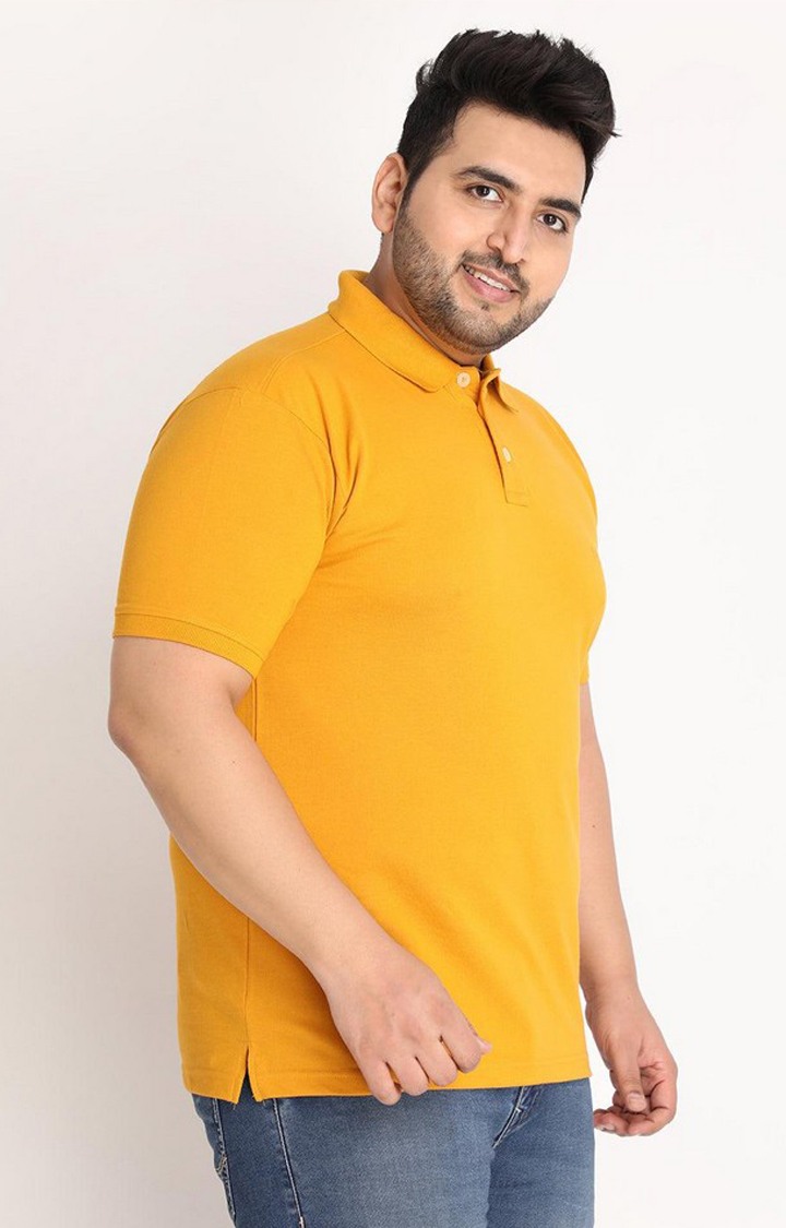 Men's Yellow Solid Polycotton Polo T-Shirt