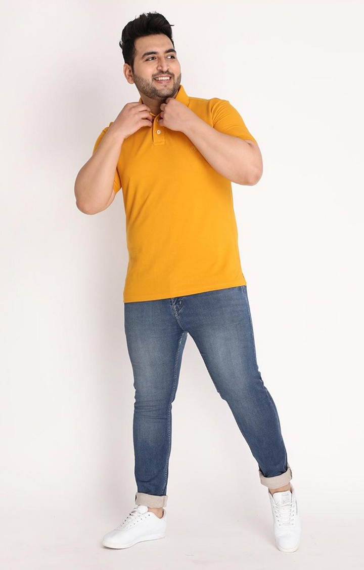 Men's Yellow Solid Polycotton Polo T-Shirt