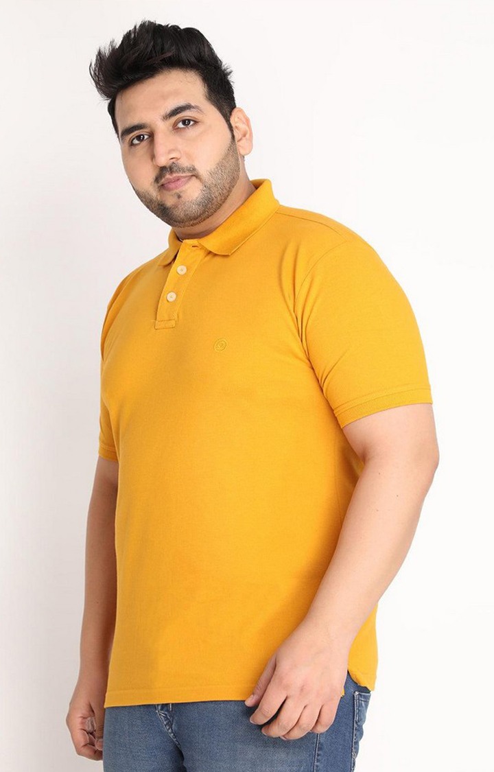 Men's Yellow Solid Polycotton Polo T-Shirt