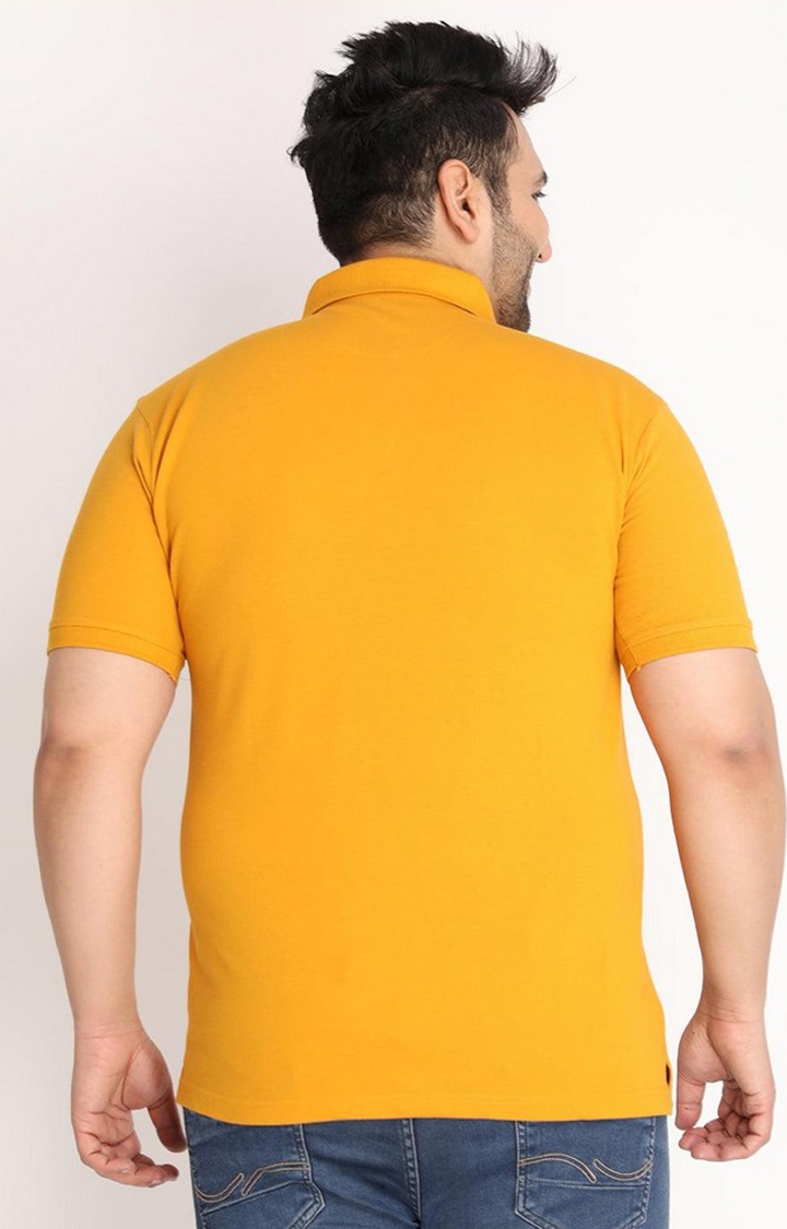 Men's Yellow Solid Polycotton Polo T-Shirt