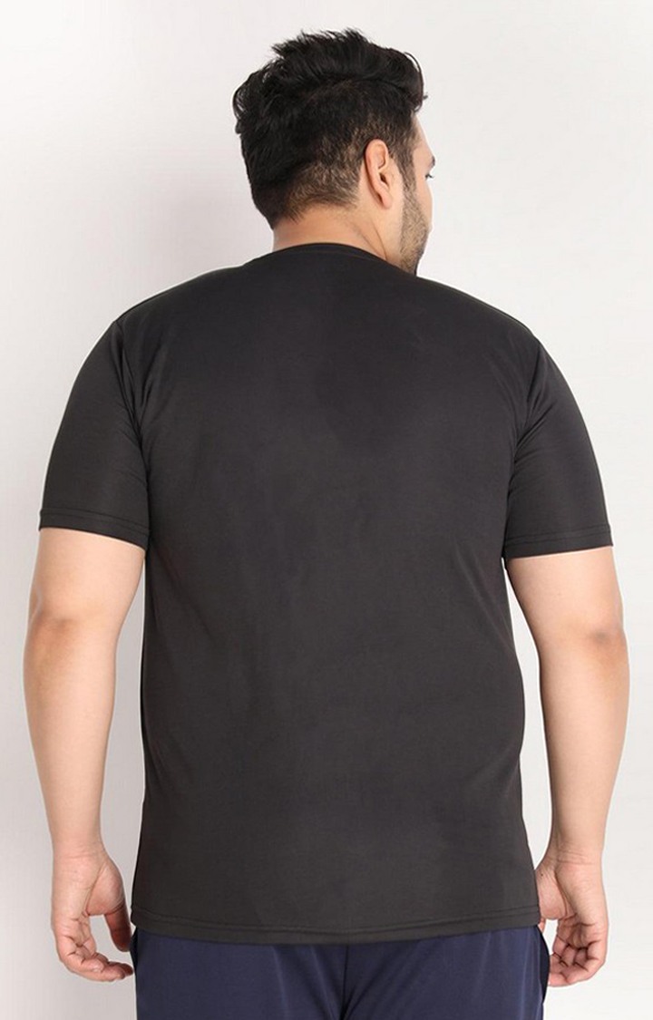 Men's Black Solid Polyester Activewear T-Shirt