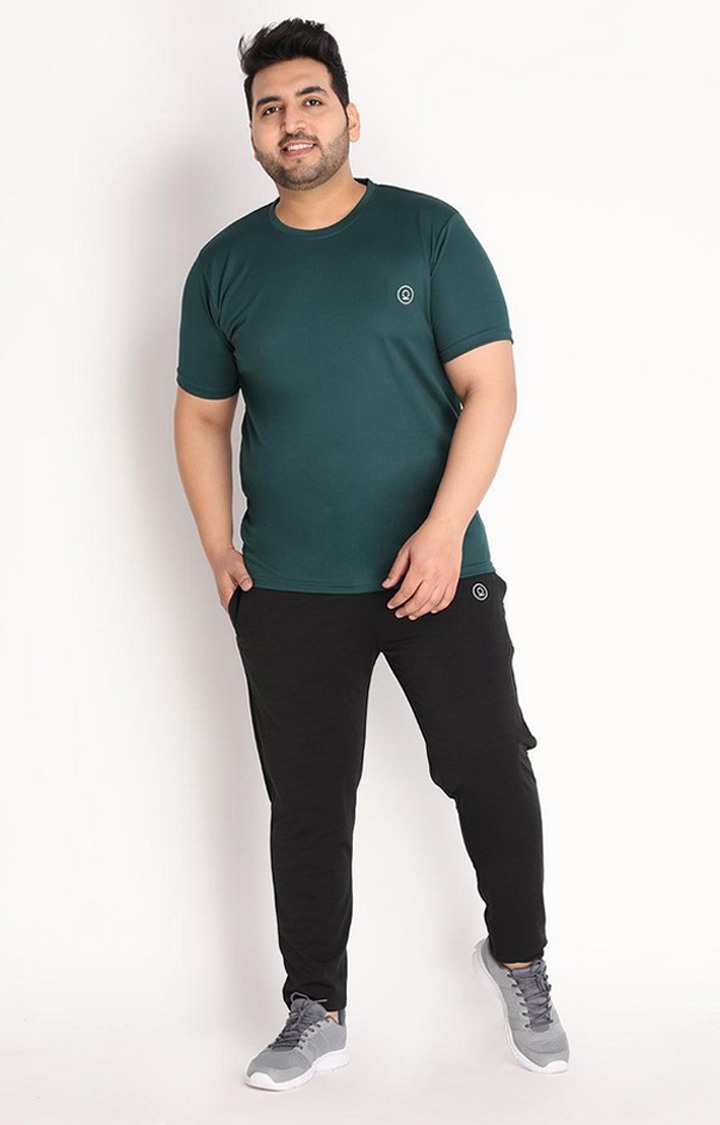 Men's Green Solid Polyester Activewear T-Shirt