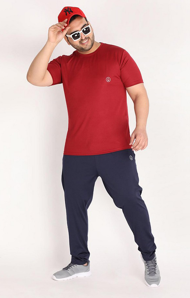 Men's Red Solid Polyester Activewear T-Shirt