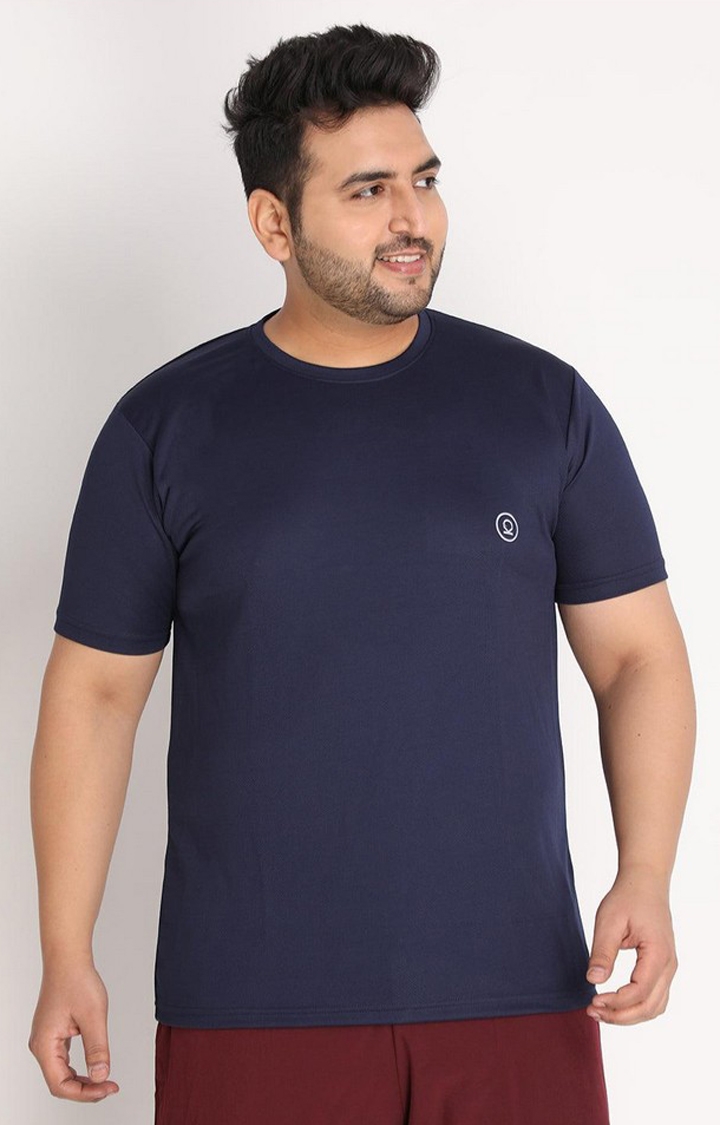 CHKOKKO | Men's Blue Solid Polyester Activewear T-Shirt