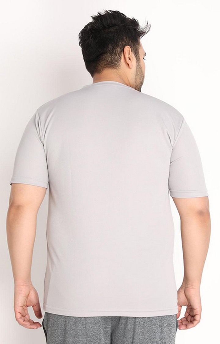 Men's Grey Solid Polyester Activewear T-Shirt